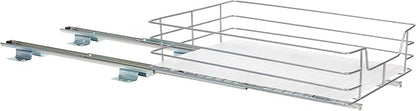 Household Essentials Brushed Steel Pull-Out Pantry Basket with Plastic Liner, Silver