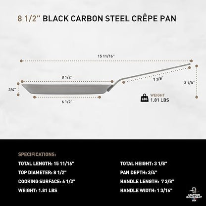 Matfer Bourgeat Black Carbon Steel Crêpe Pan, 8 1/2"