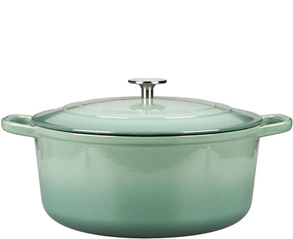 EDGING CASTING Enameled Dutch Ovens Cast Iron Dutch Oven Pot with Lid for Bread Baking, Cook, Dual Handle, 7 Quart, Sage Green
