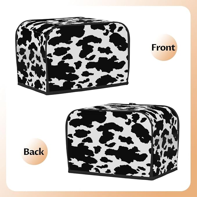 Animal Cow Skin Toaster Cover 2 Slice Wide Slot Washable Kitchen Appliance Covers Fingerprint Bread Machine Dust Cover Small Toaster Oven Accessories Covers Bread Maker Bag Women Gift