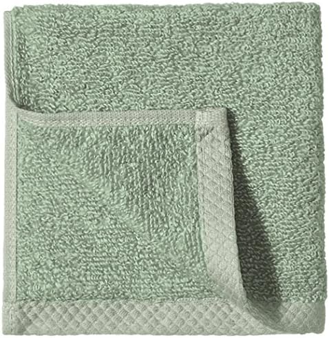 Amazon Basics Cotton Washcloths, Lightweight Quick-Dry, Comfy and Soft, 12" x 12", Seafoam Green, 12-Pack