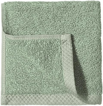 Amazon Basics Cotton Washcloths, Lightweight Quick-Dry, Comfy and Soft, 12" x 12", Seafoam Green, 12-Pack