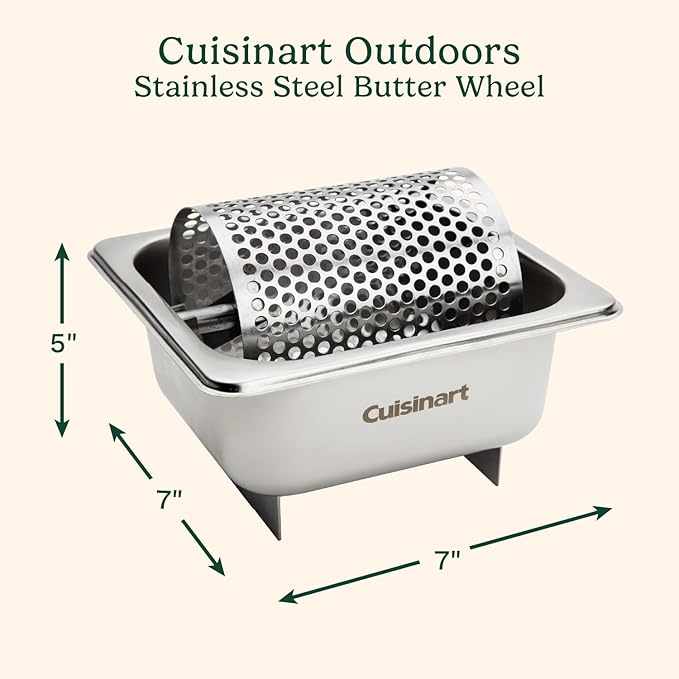 Cuisinart Stainless Steel Butter Wheel, Raised Bottom Butter Roller for Griddle for Golden Crust and Even Spread, Kitchen Grill Accessory for Burgers, Bread, BBQ, Cookouts, Tailgates (Pack of 6)