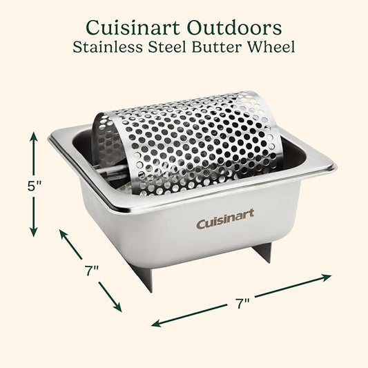 Cuisinart Stainless Steel Butter Wheel, Raised Bottom Butter Roller for Griddle for Golden Crust and Even Spread, Kitchen Grill Accessory for Burgers, Bread, BBQ, Cookouts, Tailgates (Pack of 6)