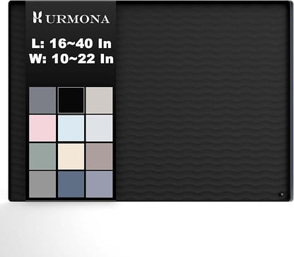 URMONA 22'' x 19'' Waterproof Silicone Under Sink Mat Cabinet and Counter Protector, Shelf Liner for Kitchen and Bathroom, Storage and Organizers, Litter Mat, Pet Cat Puppy Essentials（Black）