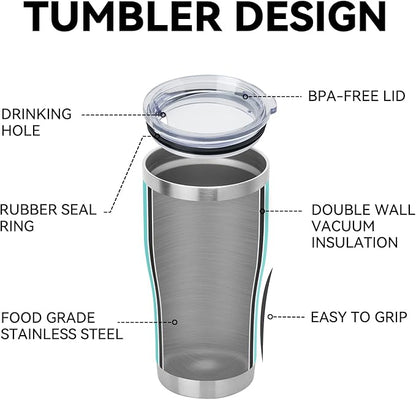 DOMICARE 20oz Tumbler with Lid Stainless Steel Tumblers Bulk, Double Wall Vacuum Insulated Coffee Travel Mug Powder Coated Tumbler, 12 Count (Pack of 1) Light Blue