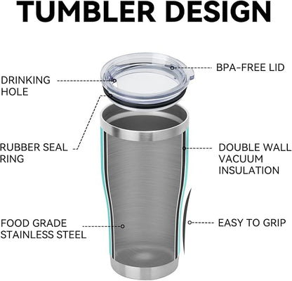 DOMICARE 20oz Tumbler with Lid Stainless Steel Tumblers Bulk, Double Wall Vacuum Insulated Coffee Travel Mug Powder Coated Tumbler, 1 Count (Pack of 1) Light Blue