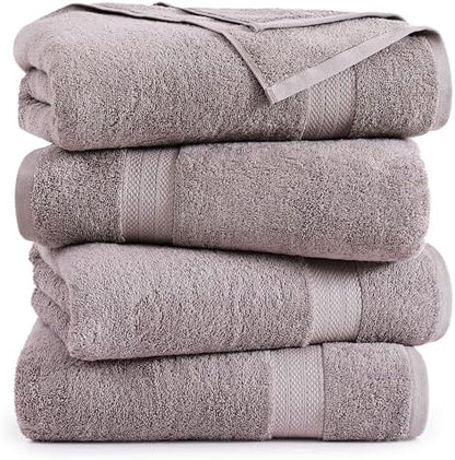 LANE LINEN Towel Set 4 Piece Soft Absorbent Quick Dry - Platinum