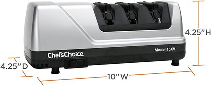 Chef’sChoice 15XV EdgeSelect Professional Electric Knife Sharpener with 100-Percent Diamond Abrasives and Precision Angle Guides for Straight Edge and Serrated Knives,3-Stage,Gray,(Pack of 4)