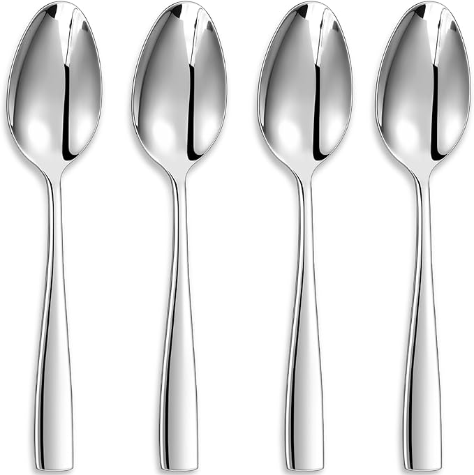 KEAWELL Premium Louis Serving Utensils, 18/10 Stainless Steel, Squared Edge Design, Mirror Finish, Dishwasher Safe (Serving Spoons, Set of 4)
