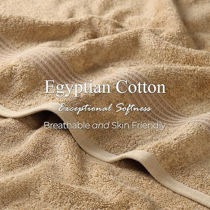 Superior Egyptian Cotton 9-Piece Towel Set, Assorted Towels for Home Bathroom, Guest Bath Decor Essentials, Includes 3 Bath, 3 Hand, 3 Face Towels/Washcloths, Quick Dry, Absorbent - Toast