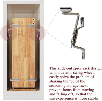 OCG 4 Tier Pull Out Spice Rack Holder Shelves (8" W x 22" D), spice organization for cabinet Storage Organization, pull out spice racks for inside cabinets
