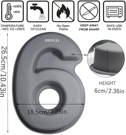 Dioycli Number Cake Molds for Baking 3D Silicone Cake Molds DIY Personalized Cake Pan for Birthday Wedding and Anniversary Number 6 Cake Pan of 10 Inch