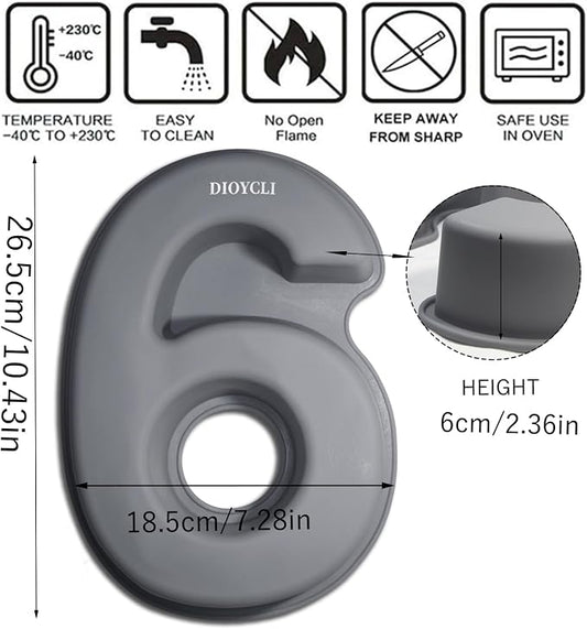 Dioycli Number Cake Molds for Baking 3D Silicone Cake Molds DIY Personalized Cake Pan for Birthday Wedding and Anniversary Number 6 Cake Pan of 10 Inch