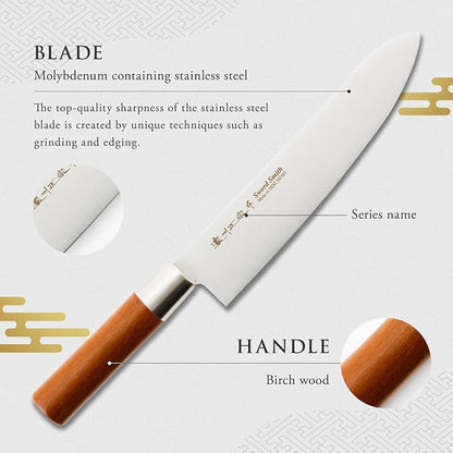 Chef Knife, 8 Inch Japanese knife, 濃州正宗作, Stainless steel, Rubber Wood Handle, Kitchen knife, HOUCHO