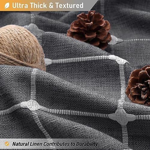 BTTN 54x78 Boho Linen Heavy Duty Fabric Shower Curtain Set, Charcoal Gray