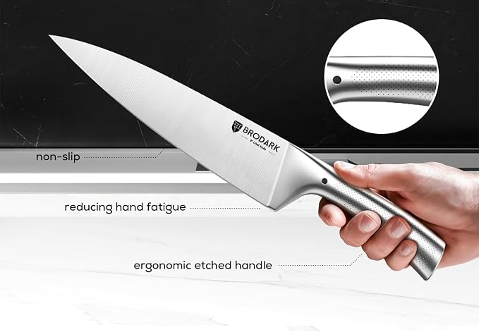Block Knife Sets - Kitchen Knives Set with Block and Sharpener, Ultra Sharp Chef Knife, High Carbon Super German Stainless Steel, Ergonomic Handle Non Slip Grip, Gift for Men Women, Silver Wolf Series
