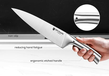 Block Knife Sets - Kitchen Knives Set with Block and Sharpener, Ultra Sharp Chef Knife, High Carbon Super German Stainless Steel, Ergonomic Handle Non Slip Grip, Gift for Men Women, Silver Wolf Series