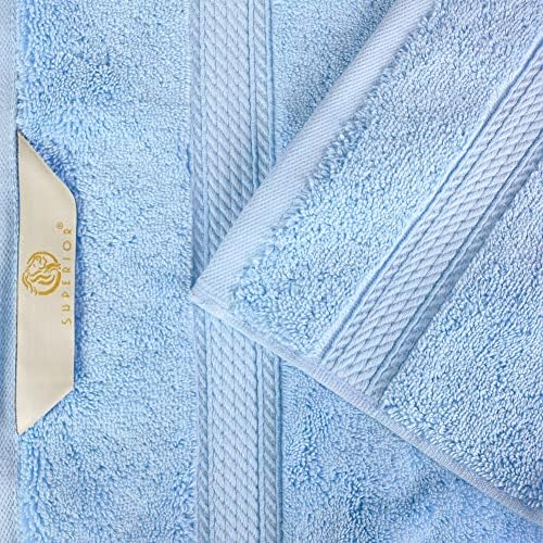 Superior Egyptian Cotton Plush & Absorbent, Face Towel Set of 6, Light Blue