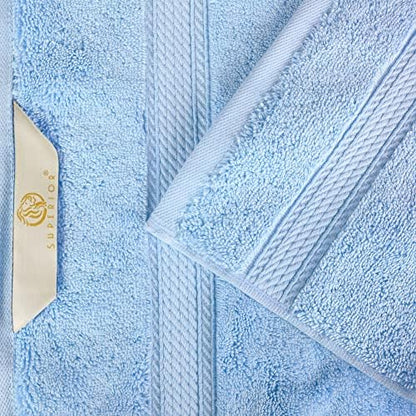 Superior Egyptian Cotton Plush & Absorbent, Face Towel Set of 6, Light Blue