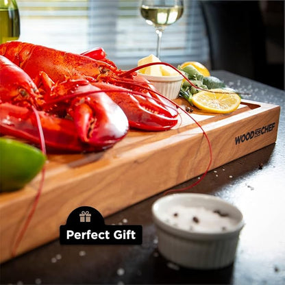 Large Wood Cutting Board from American Cherry - A Butcher Block That Comes with Juice Groove for Cutting Meat and Juicy Veggies Easily - Cherry Chopping Board - 20x16x1.5 inches