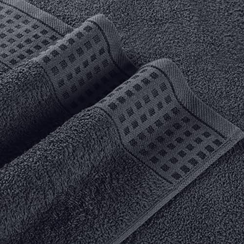 GLAMBURG 100% Cotton 2 Pack Oversized Bath Towel Set 28x55 Inches, Ultra Soft Highly Absorbant Compact Quickdry & Lightweight Large Bath Towels, Ideal for Gym Travel Camp Pool - Charcoal Grey