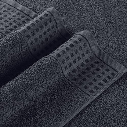 GLAMBURG 100% Cotton 2 Pack Oversized Bath Towel Set 28x55 Inches, Ultra Soft Highly Absorbant Compact Quickdry & Lightweight Large Bath Towels, Ideal for Gym Travel Camp Pool - Charcoal Grey