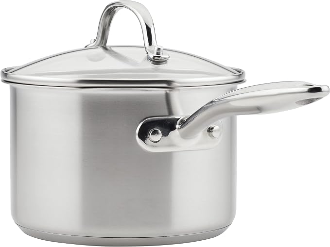 Rachael Ray 70033 Professional Stainless Steel/Hard Anodized Nonstick Cookware Pots and Pans Set, 11 Piece - Gray and Silver