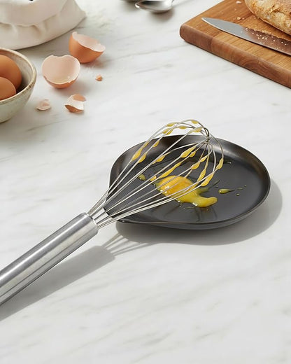 VanlonPro Stainless Steel Spoon Rest, Spatula Ladle Holder, Stainless Steel Utensil Spoon Rest Holder, Brushed Finish, Dishwasher Safe 5.9 x 5.1 Inch (Round Black 1PC)