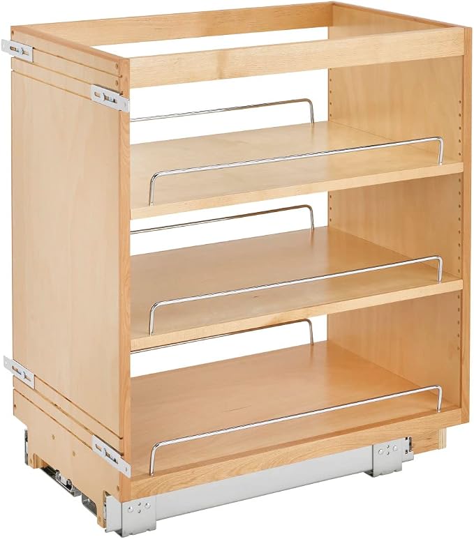 Rev-A-Shelf 14" Pullout Kitchen Cabinet Storage Organizer Slide Out Pantry Spice Rack with Adjustable Shelves for 14.5" W Cabinet Opening, 448-BC-14C
