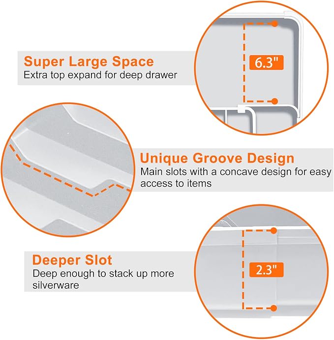 Spaclear Expandable Silverware Drawer Organizer - 7 Compartments BPA-Free Kitchen Utensil Tray, Adjustable 12.6”×9.5" to 19"×15.2", Cutlery Drawer Organizer, Gray