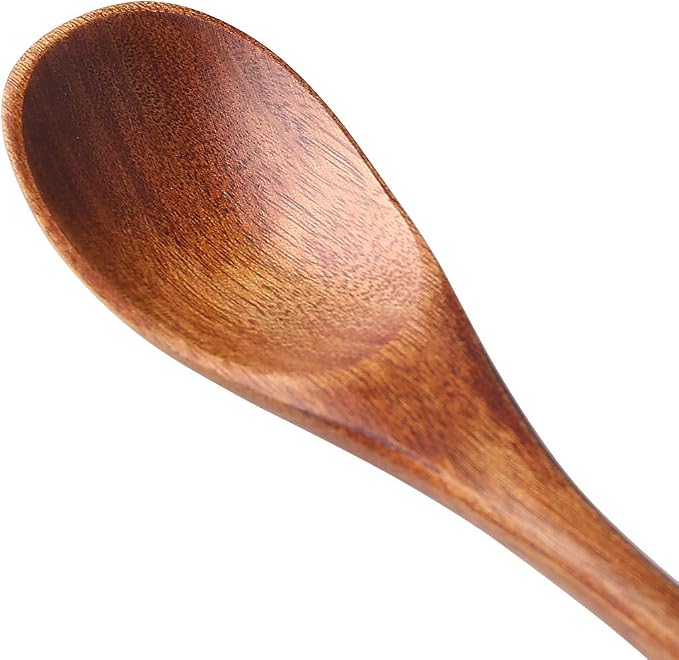 Long Handle Wooden Spoon For Mixing Coffee Tea Jam and Bath Salt In Kitchen, Environmentally Friendly Table Spoon, 8.6 Inches, 8 Pieces…