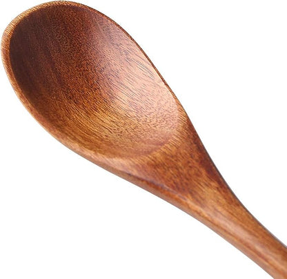 Long Handle Wooden Spoon For Mixing Coffee Tea Jam and Bath Salt In Kitchen, Environmentally Friendly Table Spoon, 8.6 Inches, 8 Pieces…