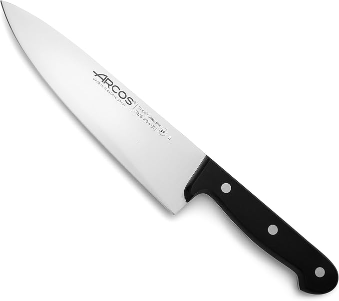 Arcos Knife Set 2 pieces - Nitrum Stainless Steel and mm blade. 363 gr. Professional Kitchen Knife for Cooking. Ergonomic Polyoxymethylene POM Handle. Series Universal. Color Black