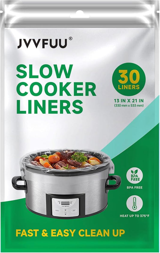 Slow Cooker Liners 3-8 Quart, Cooking Bags Large Size 13"x 21", Slow Cooker Bags Disposable Oval Large For Crock Pot (30)