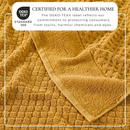 Great Bay Home Bath Towels - 100% Cotton 4 Pack 54x27 Bath Towel Set - Absorbent, Durable, Quick-Dry Towels for Bathroom (Marigold)