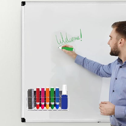 HBlife Acrylic Magnetic Dry Erase Marker Holder for Whiteboard, Wall Mount 10 Slots Magnet Pen Pencil Holder for Fridge Refrigerator, Locker Organizer Accessories for School Classroom Office, Clear