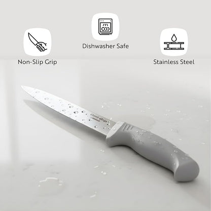 Restaurantware 8 Inch Carving Knife Stainless Steel Ergonomic Handle Non-Slip Grip Durable Kitchen Knife, Dishwasher-Friendly for Home Cooking and Commercial Use, Gray