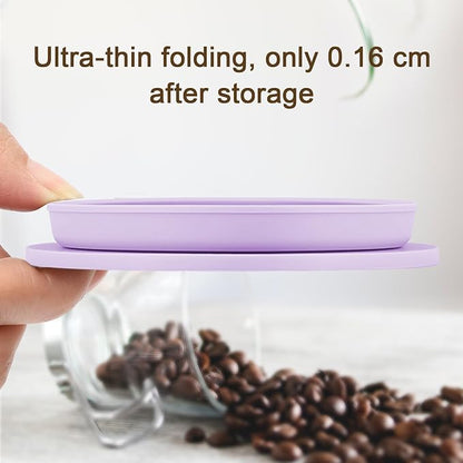 Collapsible Paperless Pour Over Coffee Maker with Stainless Steel Mesh Filter, Silicone Camping Coffee Maker Pour Over for 1~2 Cup, Reusable Collapsible Travel Pour Over Coffee Dripper (Purple)