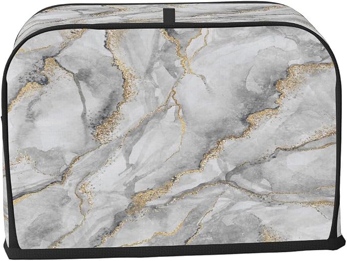 2 Slice Marble White Abstract Toaster Cover Waterproof Dust Fingerprint Bread Machine Cover Washable Kitchen Appliance Protector For Home Kitchen Bakeware Table Decor Women Gifts