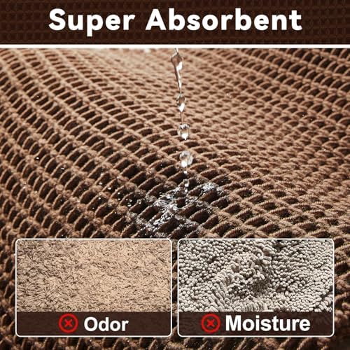 Triohero Waffle Bath Mat, Boho Bathroom Rugs Non Slip, 24x36 Mocha