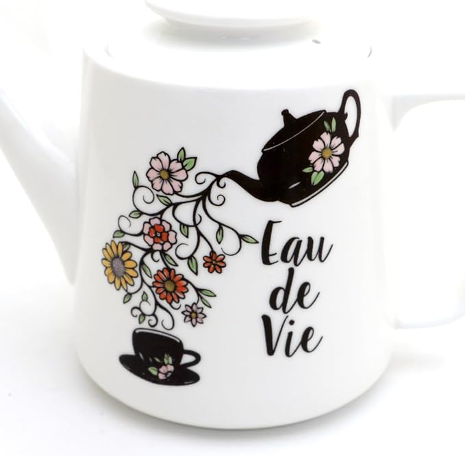 Eau de Vie teapot, large porcelain teapot with florals