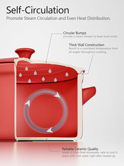 LE TAUCI 3 Quart Ceramic Dutch Oven - Lightweight, Non-Toxic, No Seasoning Needed- Oven, Microwave & Dishwasher Safe, Dutch Oven Pot with Lid for Sourdough, Soup & Stew, Chili Red