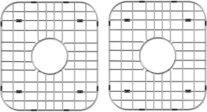13.7"L X 11.6"W Sink Bottom Grid Protector Kitchen Universal Sink Grate, Stainless Steel Sink Drying Rack with Center Drain for Kitchen Double Bowl Sink, 2Pack
