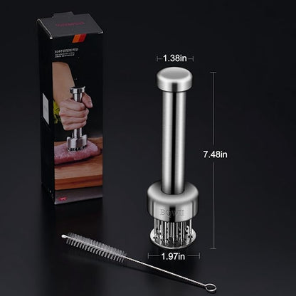 Stainless Steel Meat Tenderizer Tool with 21 Sharp Needles - A Meat Tenderizer Mallet for Chicken and Beef, Durable Meat Mallet Hammer, Easy-Grip Meat Hammer Tenderizer