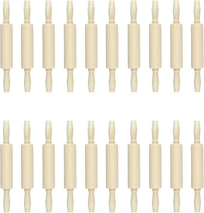 20 Pack Wood Small Rolling Pin for Kids, 7.9 Inch Kids Rolling Pin for Home Kitchen