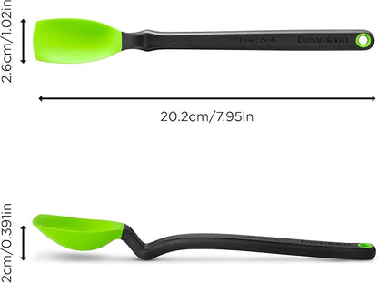 Dreamfarm Mini Supoon Non-Stick Sit-Up Silicone Scraping Cooking Spoon, Jar Scraper Measures 5ml Tsp - 8" Green