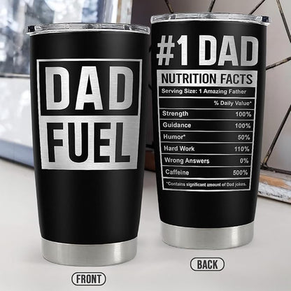 SANDJEST Dad Tumbler 20oz, Dad Fuel Cup Stainless Steel Insulated Tumblers, Coffee Mug Cups for Best Dads from Daughter Son, Gifts for Birthday Christmas Fathers Day