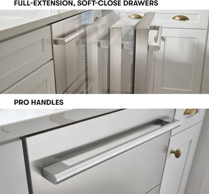 Zephyr 24" Presrv™ Dual Zone Refrigerator Freezer Drawers - Built In Fridge with Modes for Freezer, Fridge and Pantry, Convertible -7° – 65° F (each zone), LED Lighting, Soft Close, PRRFD24C2AS