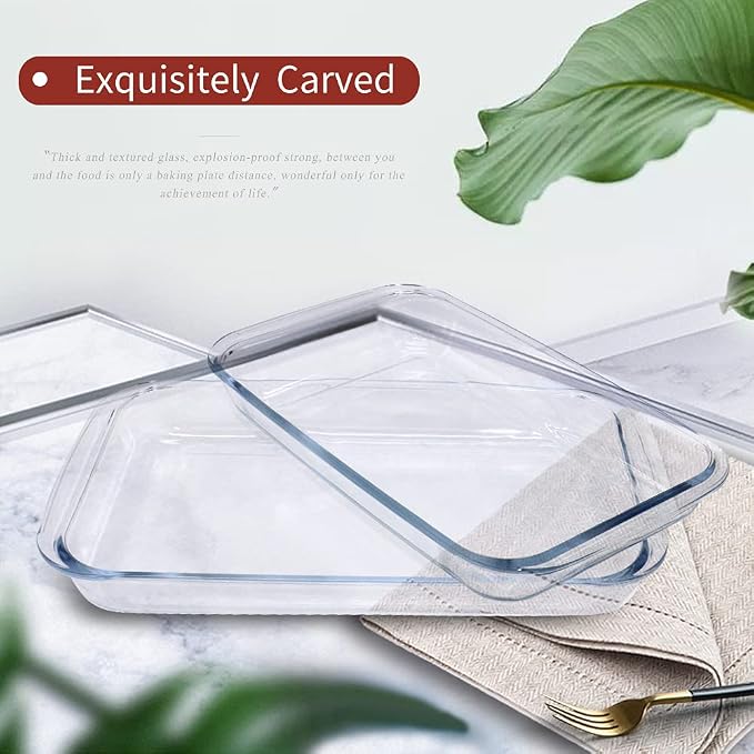 2-Pack Glass Baking Dishes – 102 oz & 75 oz (2.2 L + 3.0 L) Large Oven-Microwave-Freezer Safe Borosilicate Glass Bakeware for Cooking & Food Storage